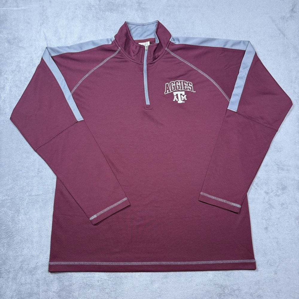 Texas AM Aggies Pullover Mens L 1/4 Zip Maroon Sweatshirt Athletic Sports NCAA